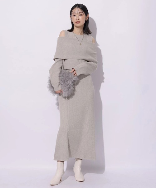 Mystrada（マイストラーダ）の「オフショルニットワンピースSET