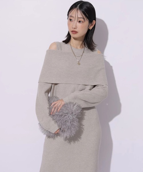 Mystrada(マイストラーダ)の「オフショルニットワンピースSET(ワンピース・レディース・ベージュ系その他/ピンク/チャコールグレー/モカ・36/38)」の11枚目の写真