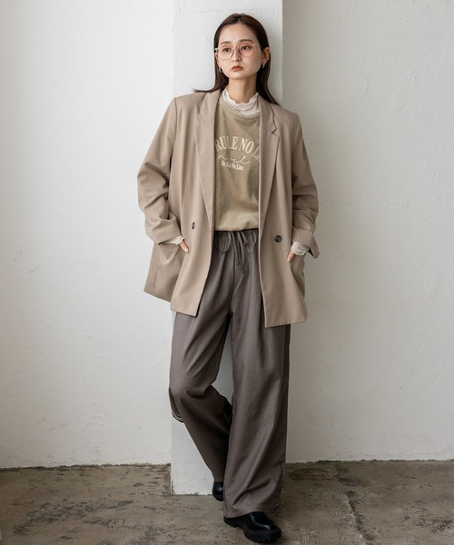 No Rule No Line(ノール-ルノーライン)の「【No Rule No Line】プリントベロアトップス(Tシャツ/カットソー・レディース・アイボリー/ネイビー/ベージュ系・FREE)」の4枚目の写真