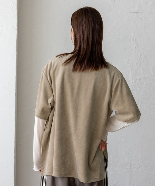 No Rule No Line(ノール-ルノーライン)の「【No Rule No Line】プリントベロアトップス(Tシャツ/カットソー・レディース・アイボリー/ネイビー/ベージュ系・FREE)」の16枚目の写真