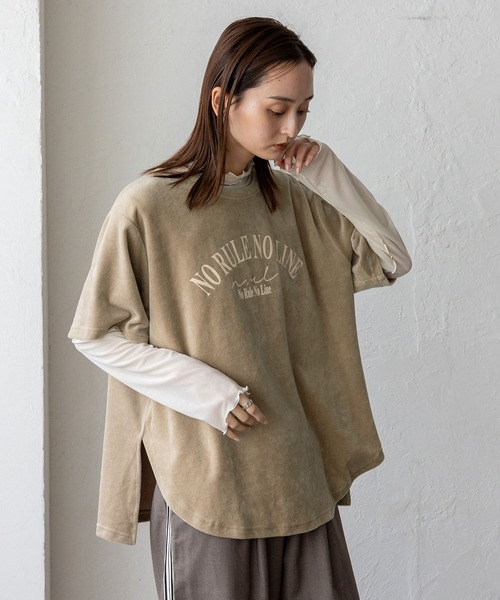 No Rule No Line(ノール-ルノーライン)の「【No Rule No Line】プリントベロアトップス(Tシャツ/カットソー・レディース・アイボリー/ネイビー/ベージュ系・FREE)」の17枚目の写真