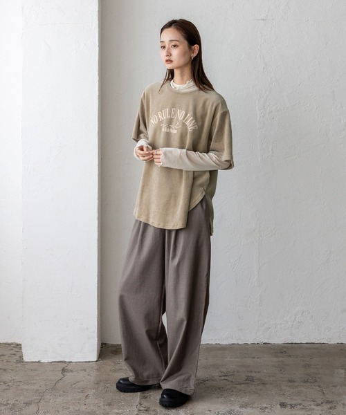 No Rule No Line(ノール-ルノーライン)の「【No Rule No Line】プリントベロアトップス(Tシャツ/カットソー・レディース・アイボリー/ネイビー/ベージュ系・FREE)」の19枚目の写真