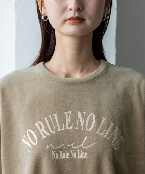 No Rule No Line(ノール-ルノーライン)の「【No Rule No Line】プリントベロアトップス(Tシャツ/カットソー・レディース・アイボリー/ネイビー/ベージュ系・FREE)」の10枚目の写真