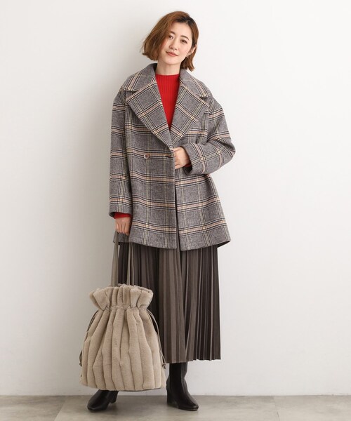 grove（グローブ）の「ストライプエコファー巾着トート（トートバッグ・レディース・ブラウン系/ライトベージュ/グレー・00）」の10枚目の写真