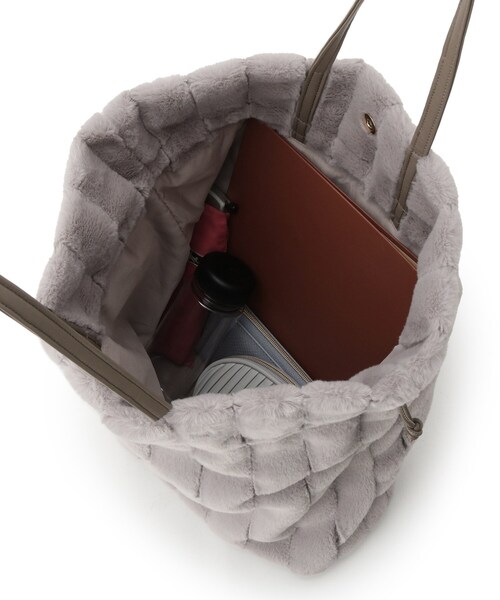 grove（グローブ）の「ストライプエコファー巾着トート（トートバッグ・レディース・ブラウン系/ライトベージュ/グレー・00）」の21枚目の写真