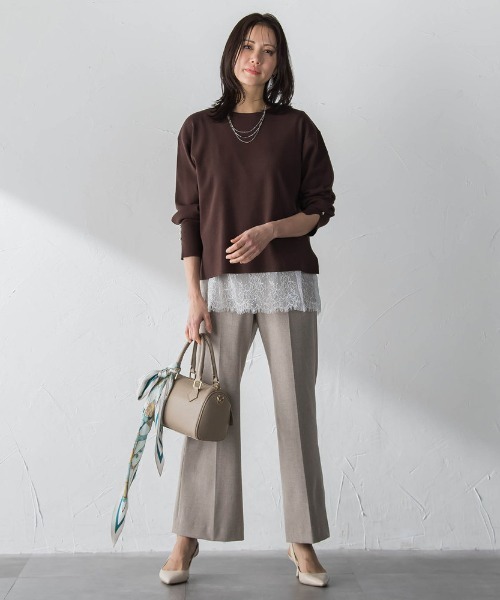 LAUTREAMONT（ロートレアモン）の「袖ボタンクルーネックニット ≪手洗い可能≫（ニット/セーター・レディース・グリーン/キャメル/ブラック系その他/ピンク/ブラウン/ベージュ系その他/レッド系その他/グリーン系その他/ブルー/ブラウン系その他・9号/11号）」の22枚目の写真