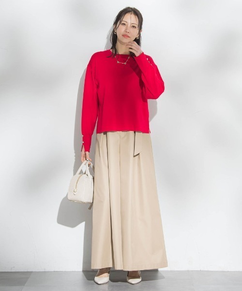 LAUTREAMONT（ロートレアモン）の「袖ボタンクルーネックニット ≪手洗い可能≫（ニット/セーター・レディース・グリーン/キャメル/ブラック系その他/ピンク/ブラウン/ベージュ系その他/レッド系その他/グリーン系その他/ブルー/ブラウン系その他・9号/11号）」の14枚目の写真