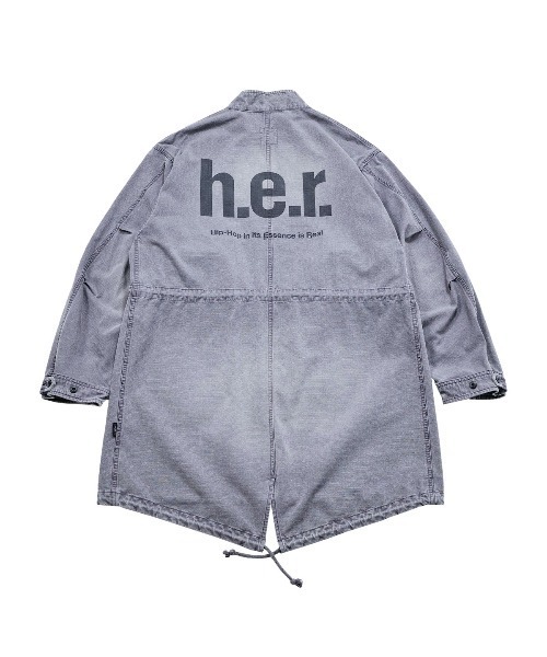 Kinetics(キネティクス)の「APPLEBUM Bleach Army Coat(アップルバム ブリーチ アーミーコート)(モッズコート・メンズ・グレー・MEDIUM/X-LARGE/LARGE)」の2枚目の写真