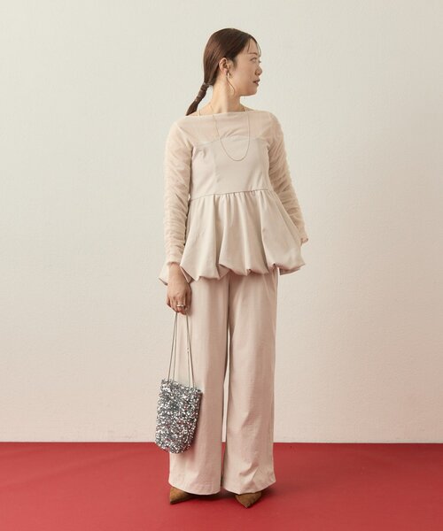 mystic（ミスティック）の「【@aoiikegaya企画】チュール切替ペプラムSET UP（その他パンツ・レディース・アイボリー/ブラック・2/1）」の7枚目の写真