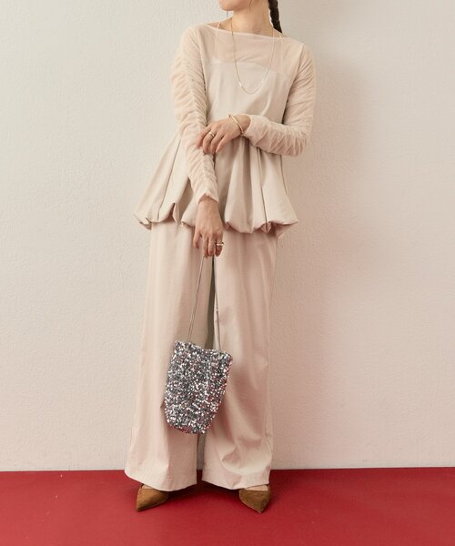 mystic（ミスティック）の「【@aoiikegaya企画】チュール切替ペプラムSET UP（その他パンツ・レディース・アイボリー/ブラック・2/1）」の10枚目の写真