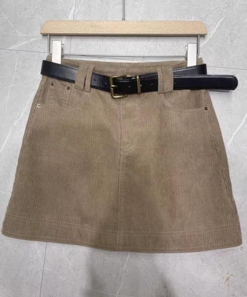 SPIGA（スピーガ）の「ﾍﾞﾙﾄ付ｺｰﾃﾞｨﾛｲﾐﾆｽｶｰﾄ（スカート・レディース・ブラック/ブラウン/ベージュ・X-LARGE/LARGE/MEDIUM/SMALL）」の3枚目の写真