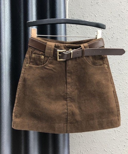 SPIGA（スピーガ）の「ﾍﾞﾙﾄ付ｺｰﾃﾞｨﾛｲﾐﾆｽｶｰﾄ（スカート・レディース・ブラック/ブラウン/ベージュ・X-LARGE/LARGE/MEDIUM/SMALL）」の2枚目の写真