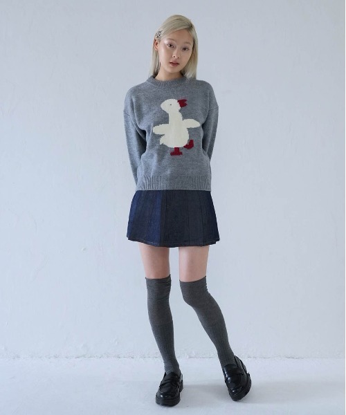 Uenui（ウニュイ）の「denim pleated mini skirt（スカート・レディース・インディゴブルー/ブラック・S/M）」の10枚目の写真