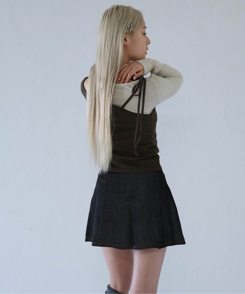Uenui（ウニュイ）の「denim pleated mini skirt（スカート・レディース・インディゴブルー/ブラック・S/M）」の19枚目の写真