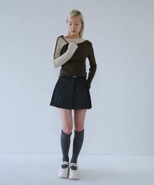 Uenui（ウニュイ）の「denim pleated mini skirt（スカート・レディース・インディゴブルー/ブラック・S/M）」の22枚目の写真
