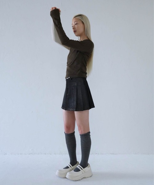 denim pleated mini skirt（スカート）｜Uenui（ウニュイ）の