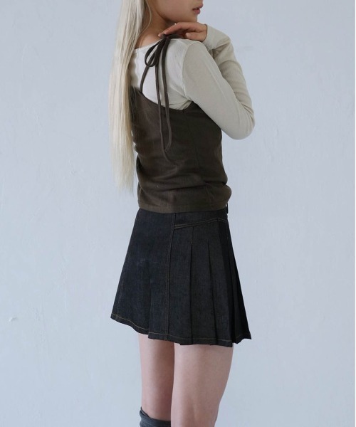 Uenui（ウニュイ）の「denim pleated mini skirt（スカート・レディース・インディゴブルー/ブラック・S/M）」の18枚目の写真