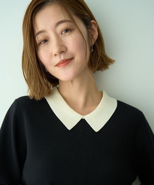 YECCA VECCA(イェッカヴェッカ)の「2way襟付きフリルレイヤードニット(ニット/セーター・レディース・ライトグレー/ブラック/ライトブルー・FREE)」の9枚目の写真