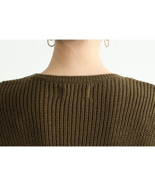 n'OrLABEL（ノアールレーベル）の「『変形ドルマン配色ニット』（ニット/セーター・レディース・カーキ・FREE）」の17枚目の写真