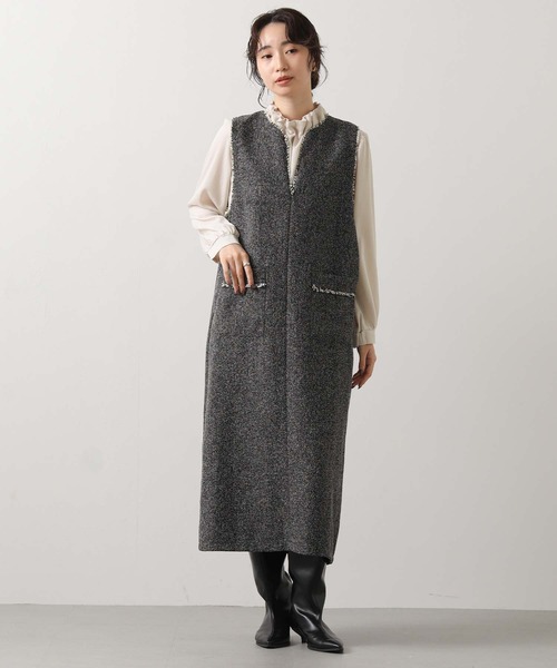 Gready Brilliant（グレディブリリアン）の「タックハイネックフリルブラウス（シャツ/ブラウス・レディース・アイボリー/ホワイト×ブラック/ネイビー系・38）」の12枚目の写真