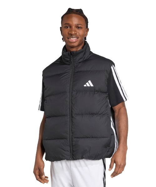 adidas（アディダス）の「アディダス adidas エッセンシャルズ クライマウォーム スリーストライプス パファー ダウン ベスト（ダウンベスト・メンズ・ブラック/オフホワイト・S/L/LL/3L/M）」の2枚目の写真