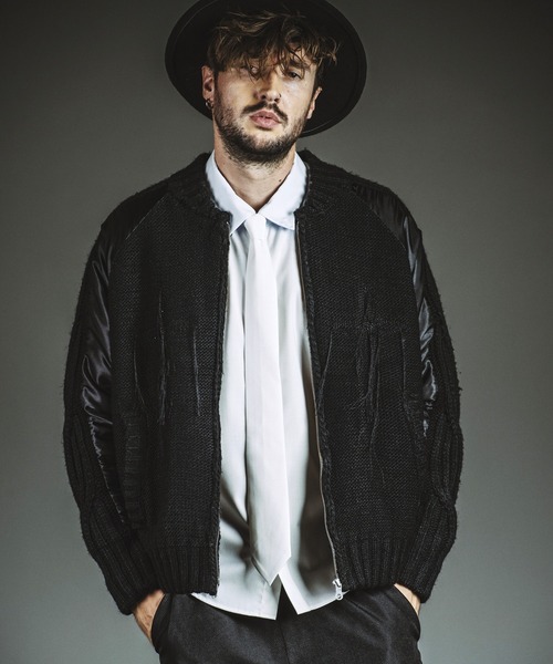 NO ID.（ノーアイディ）の「【NO ID.】Docking Knit Souvenir Jacket / ドッキング ニット スーベニア ジャケット（ブルゾン・メンズ・シルバー/ブラック・ONE SIZE）」の3枚目の写真