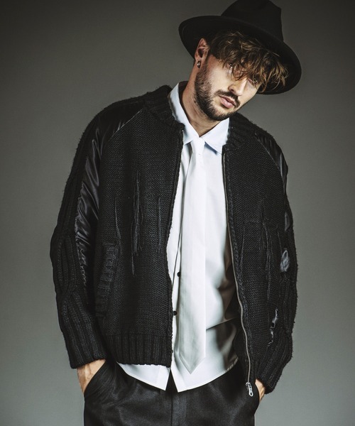 NO ID.（ノーアイディ）の「【NO ID.】Docking Knit Souvenir Jacket / ドッキング ニット スーベニア ジャケット（ブルゾン・メンズ・シルバー/ブラック・ONE SIZE）」の5枚目の写真