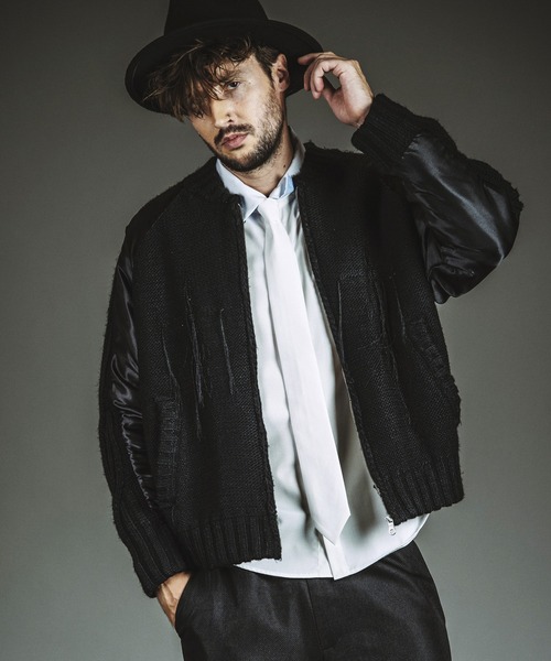 NO ID.（ノーアイディ）の「【NO ID.】Docking Knit Souvenir Jacket / ドッキング ニット スーベニア ジャケット（ブルゾン・メンズ・シルバー/ブラック・ONE SIZE）」の7枚目の写真