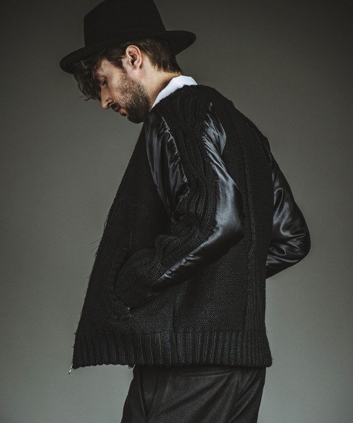 NO ID.（ノーアイディ）の「【NO ID.】Docking Knit Souvenir Jacket / ドッキング ニット スーベニア ジャケット（ブルゾン・メンズ・シルバー/ブラック・ONE SIZE）」の8枚目の写真