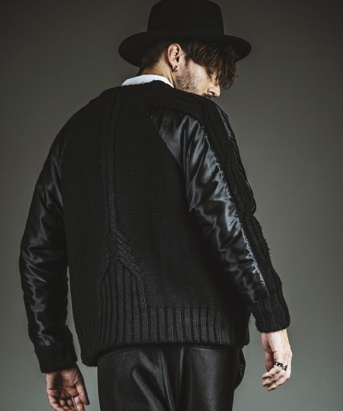 NO ID.（ノーアイディ）の「【NO ID.】Docking Knit Souvenir Jacket / ドッキング ニット スーベニア ジャケット（ブルゾン・メンズ・シルバー/ブラック・ONE SIZE）」の9枚目の写真