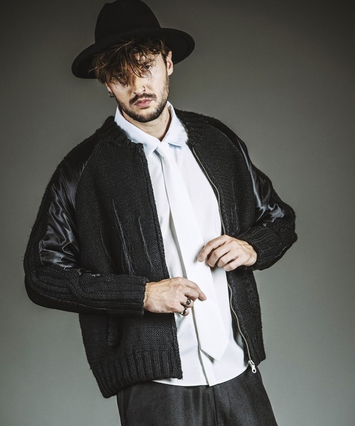 NO ID.（ノーアイディ）の「【NO ID.】Docking Knit Souvenir Jacket / ドッキング ニット スーベニア ジャケット（ブルゾン・メンズ・シルバー/ブラック・ONE SIZE）」の10枚目の写真