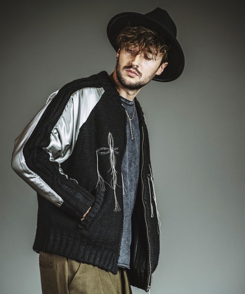 NO ID.（ノーアイディ）の「【NO ID.】Docking Knit Souvenir Jacket / ドッキング ニット スーベニア ジャケット（ブルゾン・メンズ・シルバー/ブラック・ONE SIZE）」の19枚目の写真