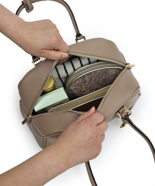 MIAN （ミアン）の「軽量　ロングハンドルボストンバッグ【詳細動画あり】（ボストンバッグ・レディース・ブラウン/ブラック/グレイッシュベージュ/アイボリー・FREE）」の16枚目の写真