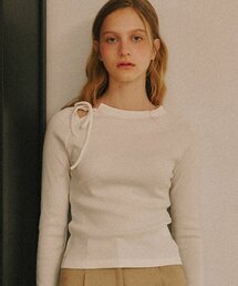 RONRON（ロンロン）の「SIDE RIBBON BOW LONG SLEEVE IVORY（Tシャツ/カットソー）」
