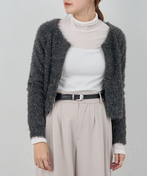 SHENERY（シーナリー）の「ラメシャギーニットカーデ（カーディガン/ボレロ・レディース・グレー系その他/ブラウン/ライトグレー・FREE）」の2枚目の写真