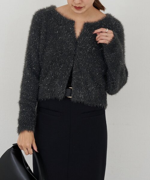 SHENERY（シーナリー）の「ラメシャギーニットカーデ（カーディガン/ボレロ・レディース・グレー系その他/ブラウン/ライトグレー・FREE）」の6枚目の写真