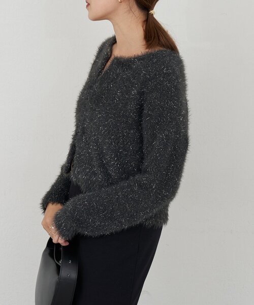 SHENERY（シーナリー）の「ラメシャギーニットカーデ（カーディガン/ボレロ・レディース・グレー系その他/ブラウン/ライトグレー・FREE）」の7枚目の写真