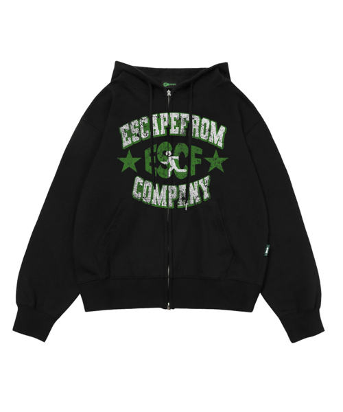 ESCAPEFROM（エスケープフロム）の「ESCF COMPANY プリント2WAYフードジップアップ ブラック（パーカー・レディース・その他・MEDIUM/LARGE）」の2枚目の写真