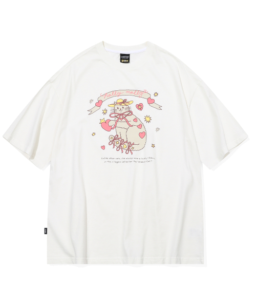 CPGN STUDIO(コンパーニョ)の「キャッツリボン半袖Tシャツスターホワイト(Tシャツ/カットソー・レディース・その他・LARGE)」の1枚目の写真
