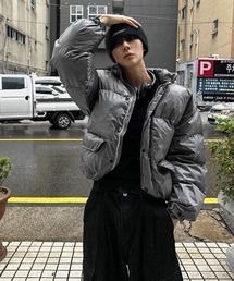 メンズのダウンジャケット/コート（シルバー/銀色系・ナイロン