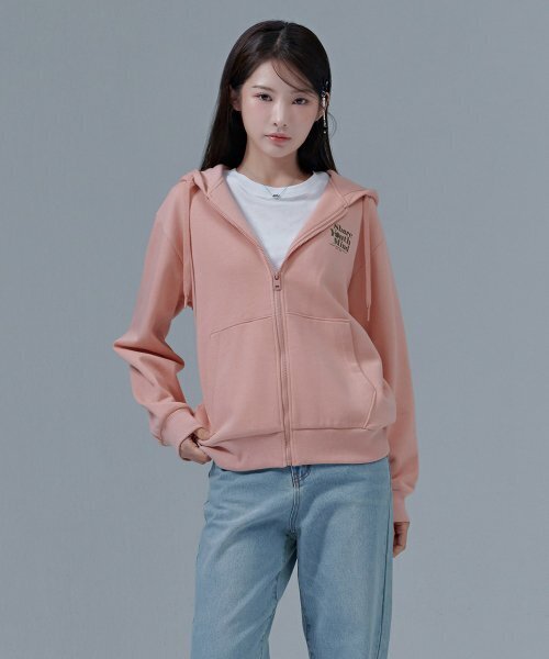 CHASECULT(チェイスカルト)の「共用 起毛 フード ジップアップ-CFZU4307C0P(パーカー・メンズ・PINK・100/105/90/95)」の2枚目の写真