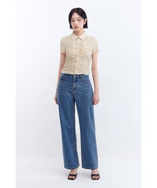 MUSINSA STANDARD WOMAN（ムシンサスタンダードウーマン）の「ウィメンズ ローライズ ワイドデニムパンツ [ミディアムインディゴ]（デニムパンツ・レディース・その他・30/24/25/26/27/28/29）」の14枚目の写真