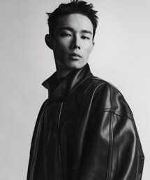 MUSINSA STANDARD（ムシンサスタンダード）の「シンセティックレザー ハイネックブルゾンジャケット [ブラック]（ライダースジャケット）」