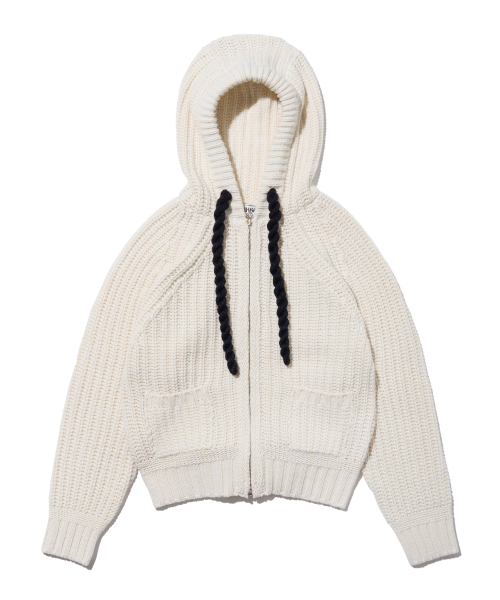 YOUHEE（ユヒ）の「ROPE HOOD ZIP-UP KNIT IVORY（パーカー・レディース・その他・FREE）」の6枚目の写真