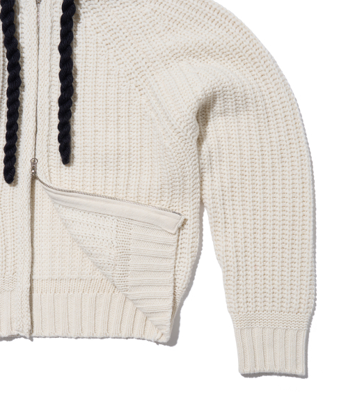 YOUHEE（ユヒ）の「ROPE HOOD ZIP-UP KNIT IVORY（パーカー・レディース・その他・FREE）」の9枚目の写真