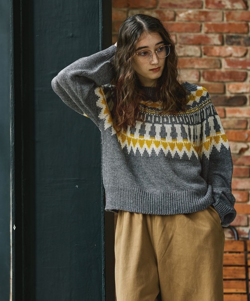 GEORGE'S（ジョージズ）の「ノルディックガラニット（ニット/セーター・レディース・グレー/ピンク/ブラウン・SMALL/MEDIUM）」の8枚目の写真