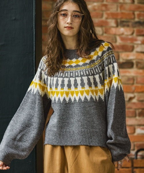 GEORGE'S（ジョージズ）の「ノルディックガラニット（ニット/セーター・レディース・グレー/ピンク/ブラウン・SMALL/MEDIUM）」の11枚目の写真