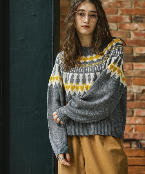 GEORGE'S（ジョージズ）の「ノルディックガラニット（ニット/セーター・レディース・グレー/ピンク/ブラウン・SMALL/MEDIUM）」の12枚目の写真