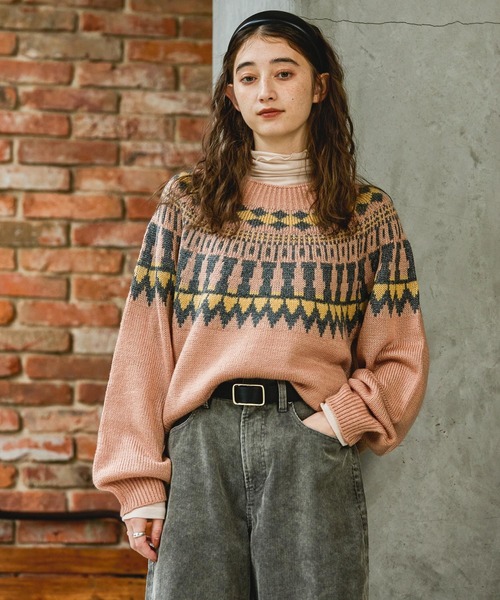 GEORGE'S（ジョージズ）の「ノルディックガラニット（ニット/セーター・レディース・グレー/ピンク/ブラウン・SMALL/MEDIUM）」の22枚目の写真