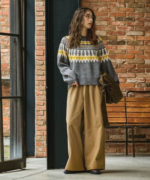 GEORGE'S（ジョージズ）の「ノルディックガラニット（ニット/セーター・レディース・グレー/ピンク/ブラウン・SMALL/MEDIUM）」の5枚目の写真